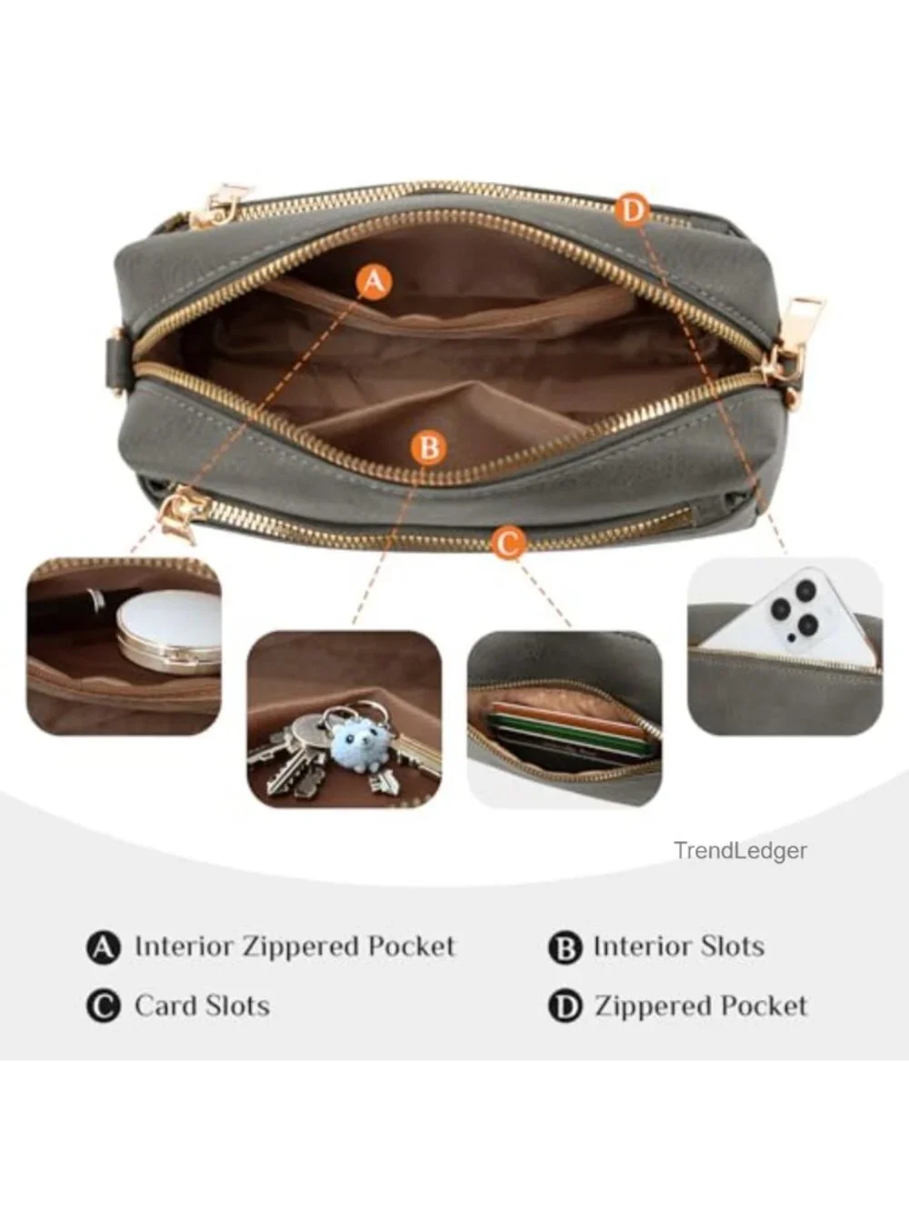 Small Leather Crossbody Bag for Women with Adjustable Strap